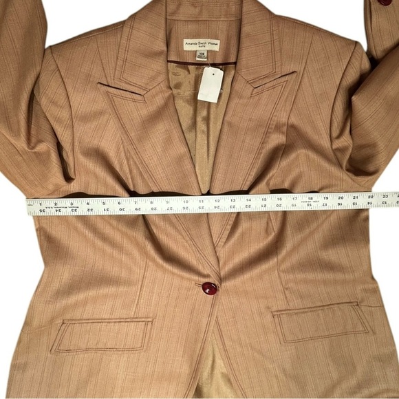 AMANDA SMITH Suit Jacket Blazer Tan Pinstripe 16W - NWT - Picture 5 of 11